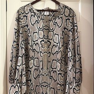 CAbi Black and Cream Snake Print Blouse